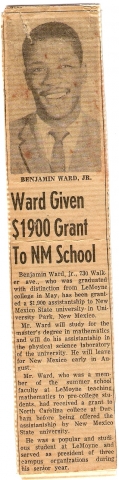 Ben Ward, Jr was the first Ward to become college educated.